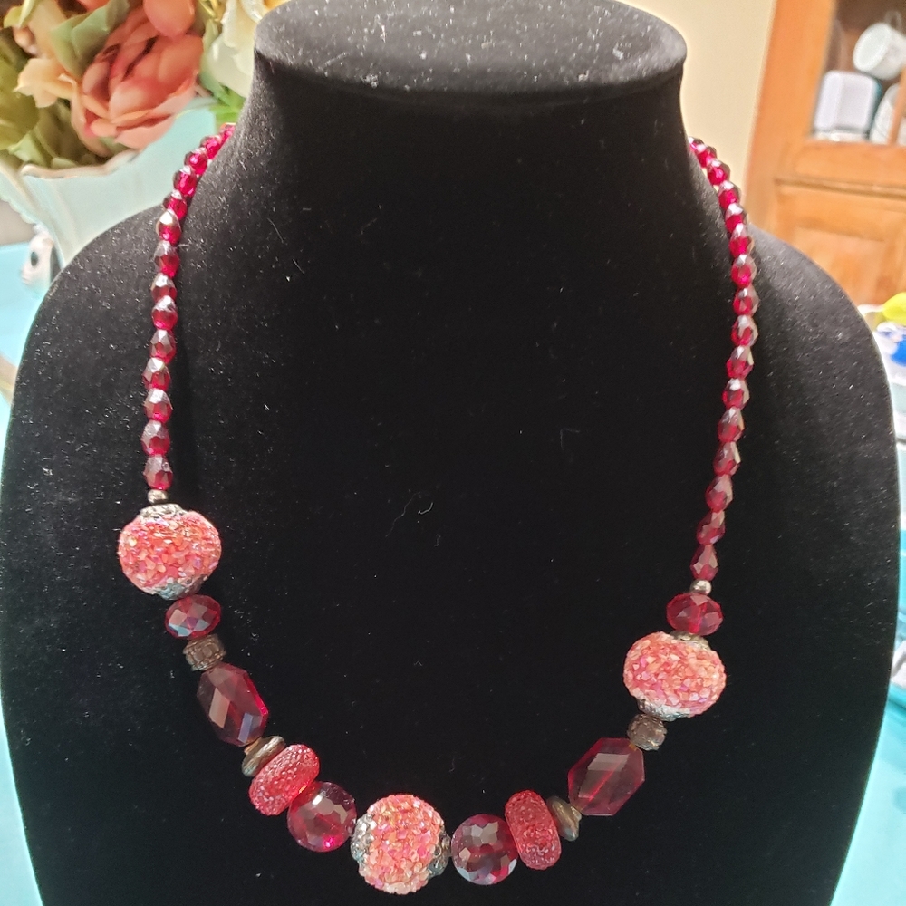 Ruby red necklace/ bracelet set